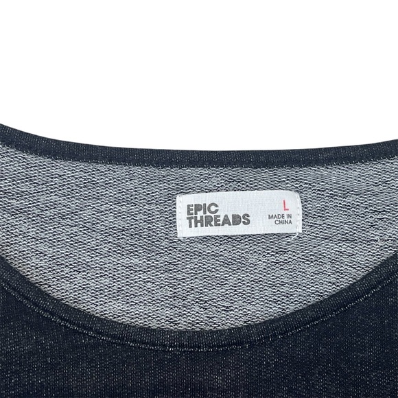 Epic Threads Girls L Cold Shoulder Top Black Long Sleeve Rhinestone Star - Picture 7 of 8